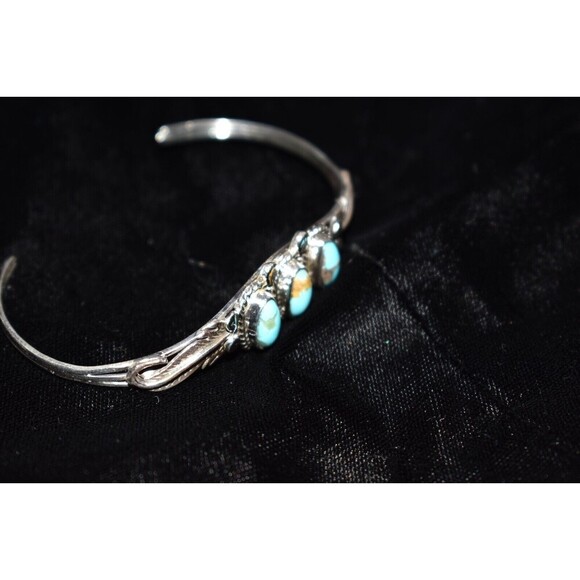 Native America Navajo Sterling Silver Turquoise Bracelet Cuff By Darrell Morgan - Picture 9 of 10